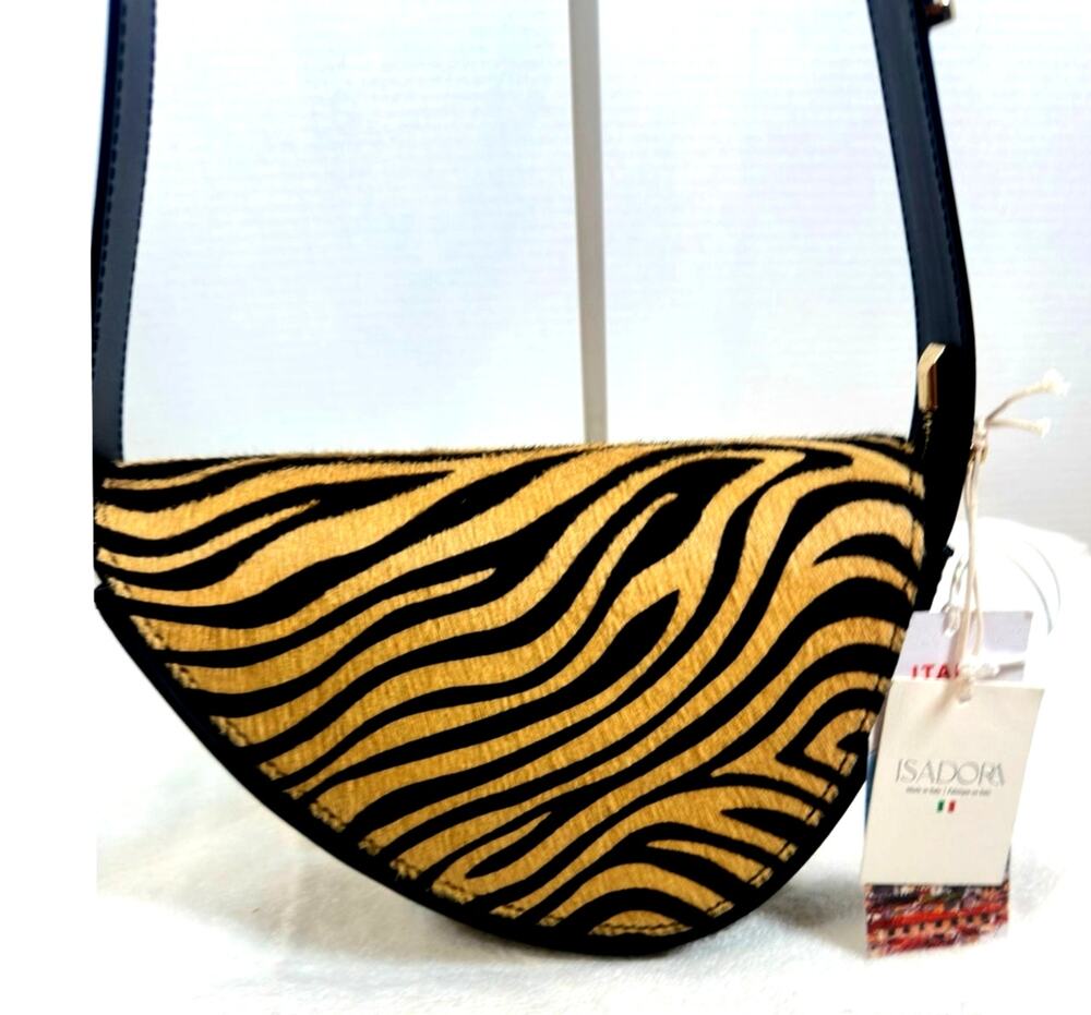Isadora Zebra Pony Hair & Black Leather Crossbody Bag – NWT | $358 Retail